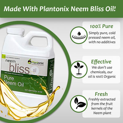 Neem Bliss neem oil is 100% pure, effective, and fresh.